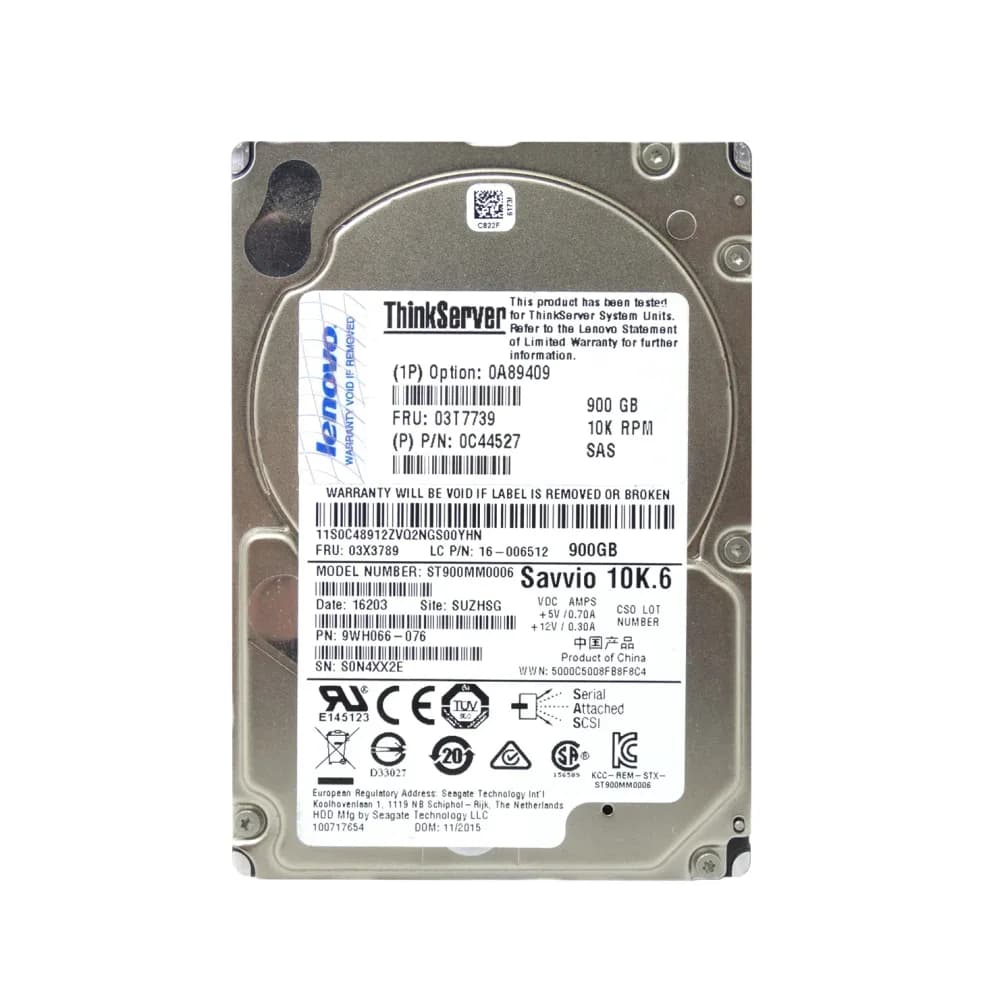 0C44527 - Lenovo 900GB 10000RPM SAS 6Gb/s 64MB Cache 2.5-in HDD