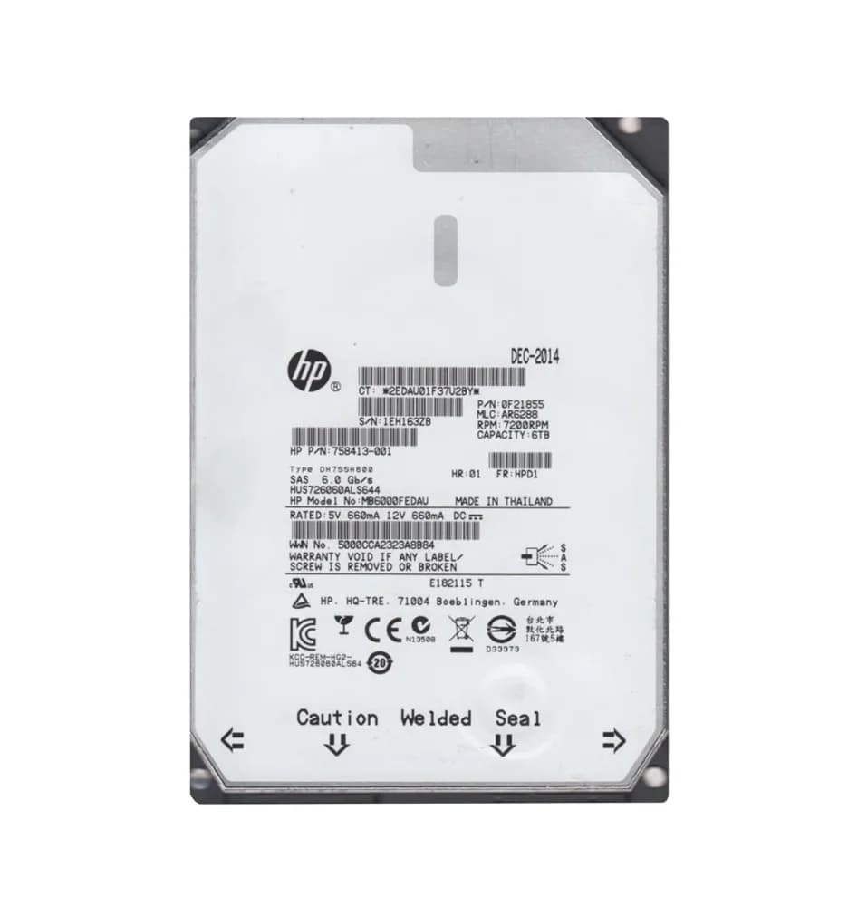 0F21855 - HP 6TB 7200RPM SAS 6Gb/s 64MB Cache 3.5-in HDD