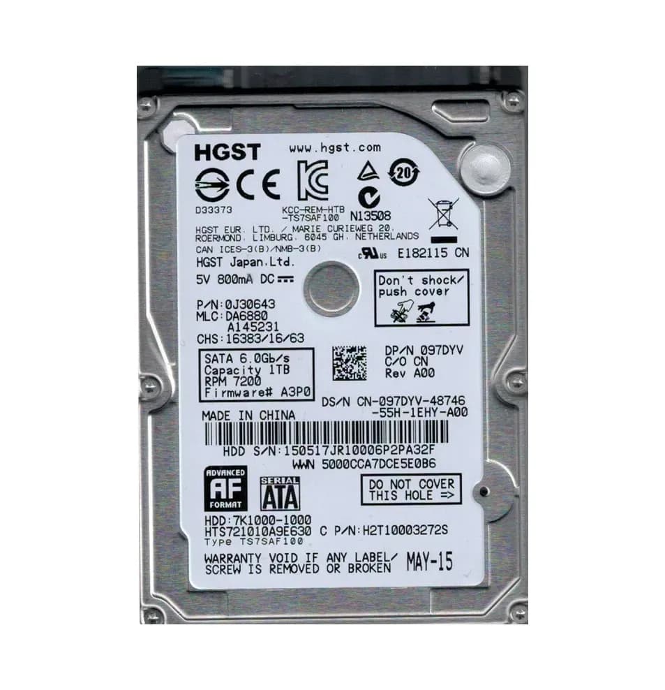 0J30643 - Hitachi 1TB 7200RPM SATA 6Gb/s 2.5-in Hard Drive