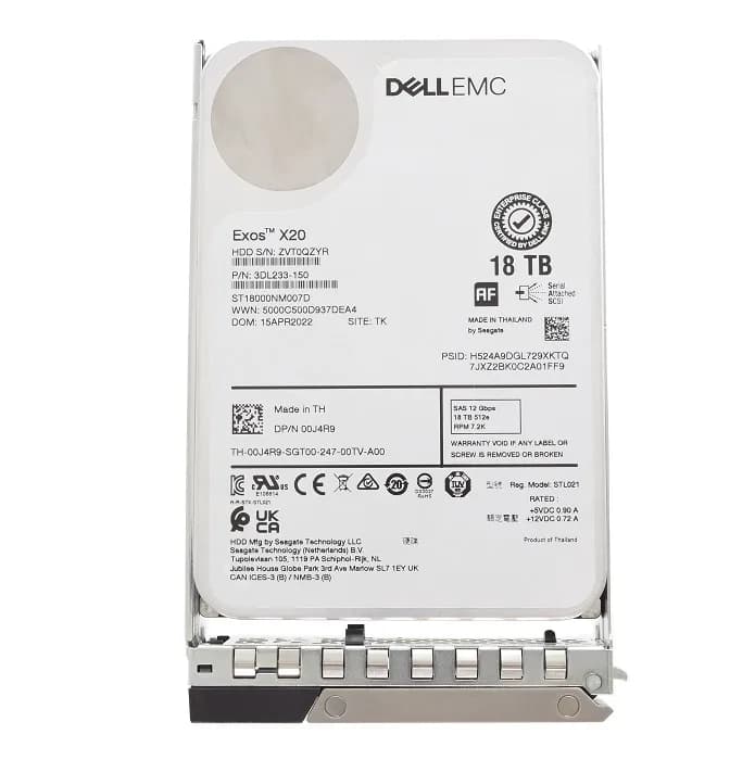 0J4R9 - Dell 18TB 7200RPM SAS 12Gb/s 3.5-Inch Hard Drive