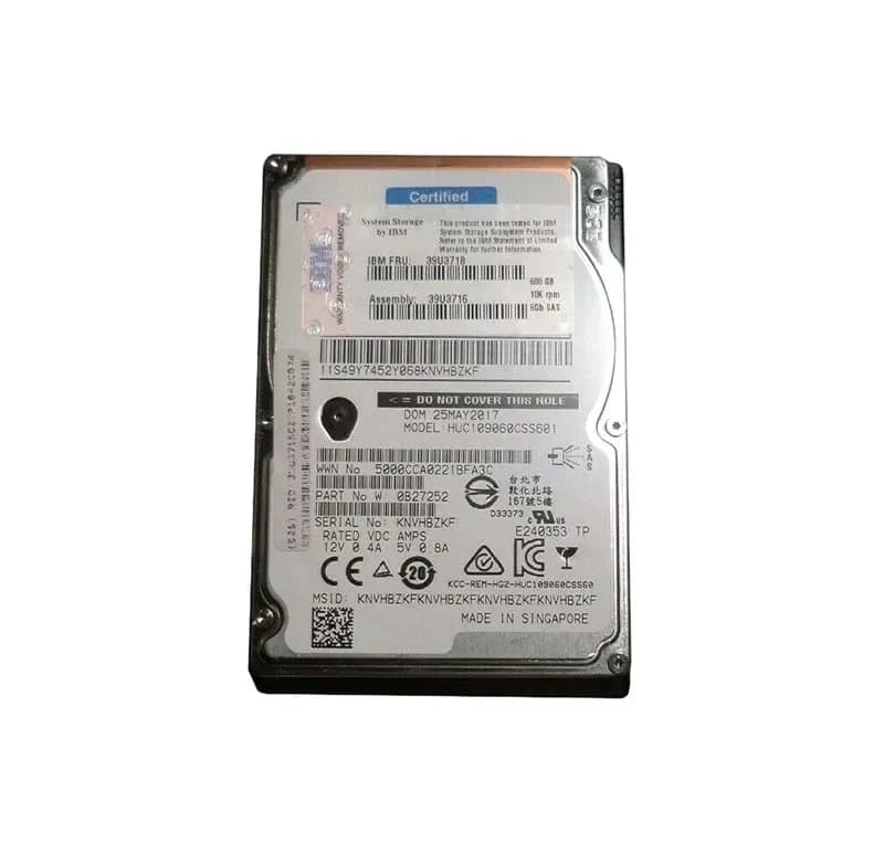 39U3718 - IBM 600GB 10000RPM SAS 6Gb/s 2.5-in Hard Drive