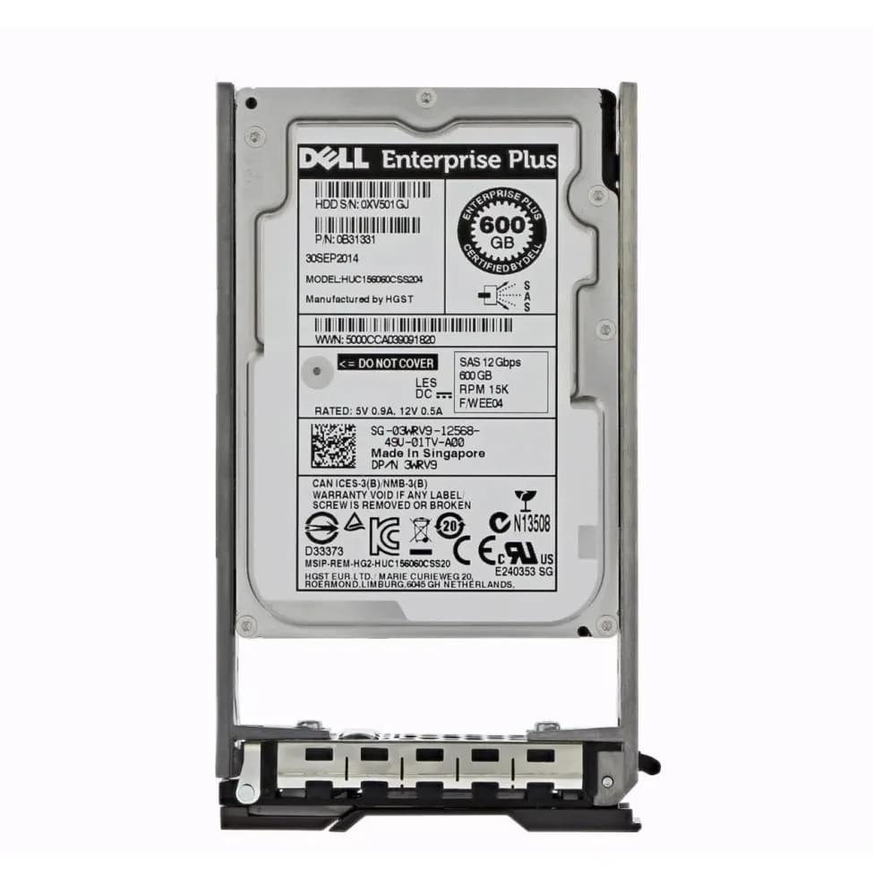 3WRV9 - Dell 600GB 15000RPM SAS 12Gb/s 2.5-in HDD with Tray