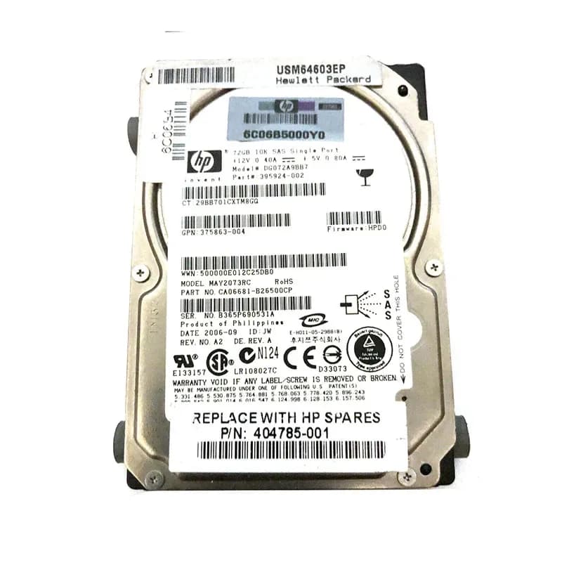 404785-001 - HP 72GB SAS 10000RPM 2.5-Inch Hard Drive