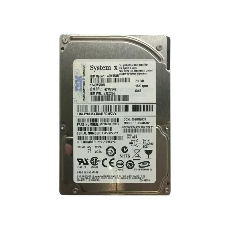 43W7545 - IBM 73.4GB 15000RPM SAS 3Gb/s Hot Swap 2.5-in HDD