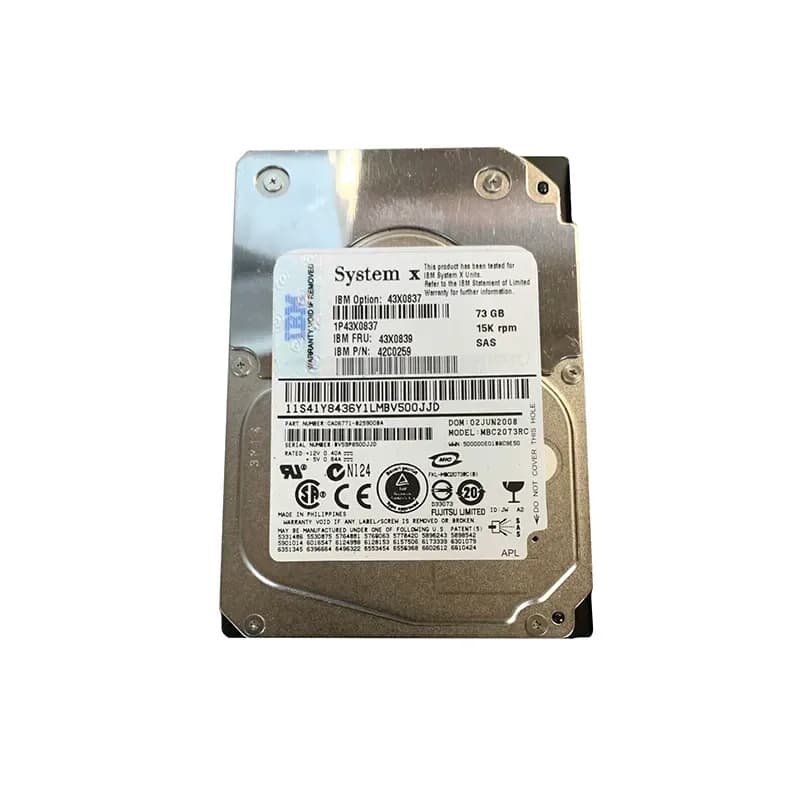 43X0837 - IBM 73.4GB 15000RPM SAS 3Gb/s 2.5-in HDD with Tray