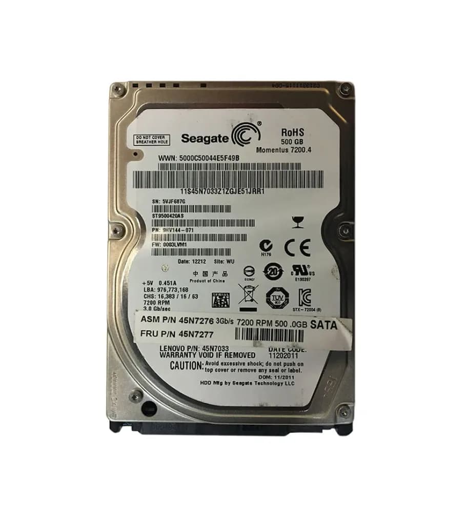 45N7033 - IBM 500GB 7200RPM SATA 3Gb/s 2.5-in Hard Drive