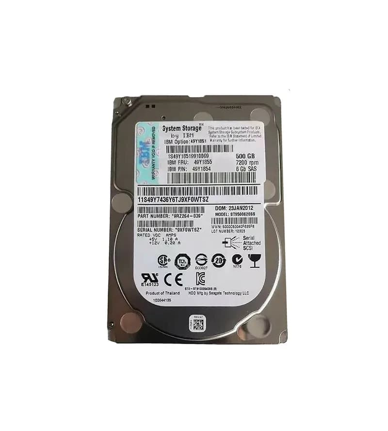 49Y1855 - IBM 500GB 7200RPM SAS 6Gb/s 2.5-in Hard Drive