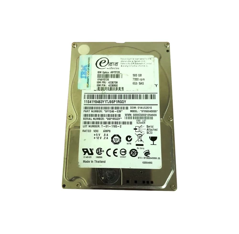 49Y3726 - IBM 500GB SAS 7200RPM Hot Swap 2.5-inch SFF Slim Hard Drive
