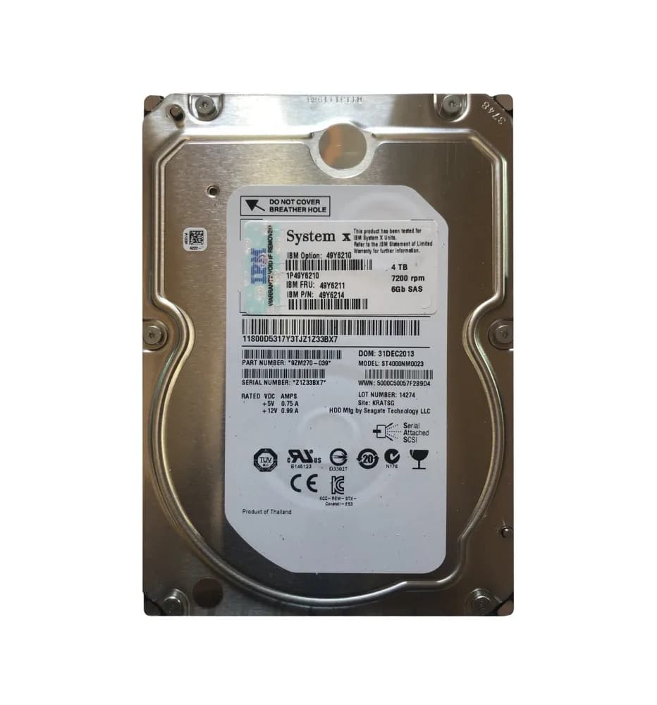49Y6214 - IBM 4TB 7200RPM SAS 6Gb/s 3.5-Inch Hard Drive