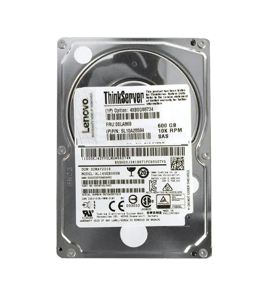 4XB0G88734 - Lenovo 600GB 10000RPM SAS 12Gb/s 2.5-in Hard Drive