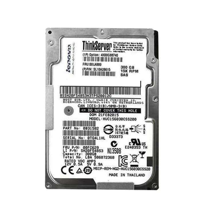 4XB0G88740 - Lenovo 300GB 15000RPM SAS 12Gb/s 3.5-in Hard Drive