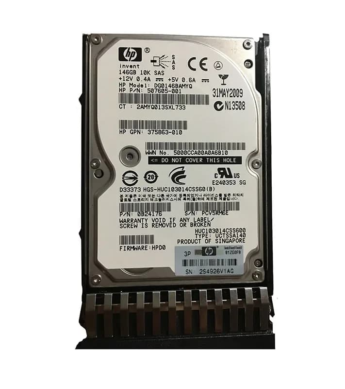 507605-001 - HP 146GB 10000RPM SAS 3Gb/s 2.5-in Hard Drive