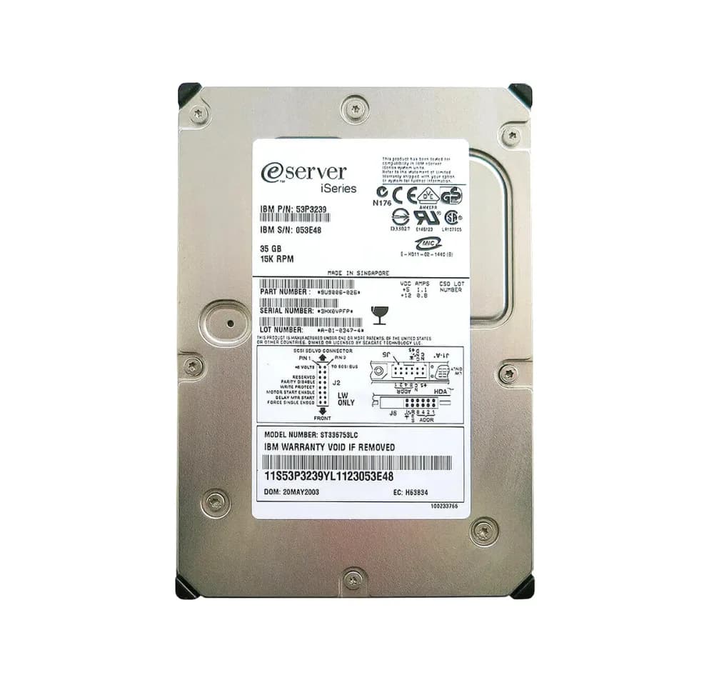 53P3239 - IBM 36GB 15000RPM SCSI 160MB/s 3.5-in Hard Drive
