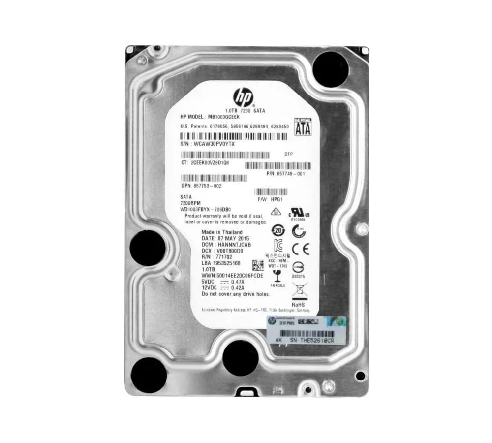 657749-001 - HPE 1TB 7200RPM SATA 3.5-Inch Hard Drive