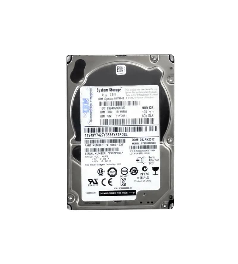 81Y9894 - IBM 900GB 10000RPM SAS 6Gb/s 2.5-in Hard Drive