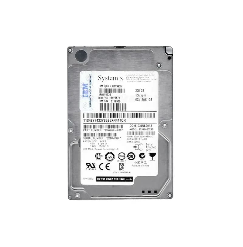 81Y9935 - IBM 300GB 15000RPM SAS 6Gb/s 2.5-in Hard Drive