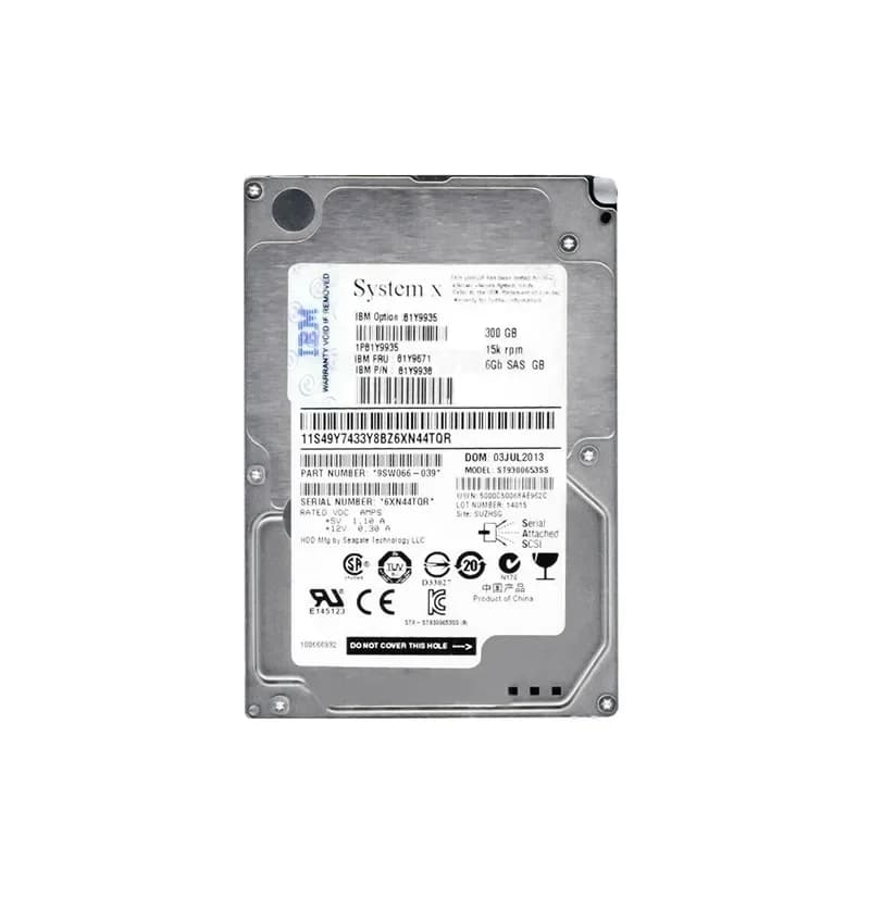81Y9938 - IBM 300GB 15000RPM SAS 6Gb/s 2.5-in Hard Drive
