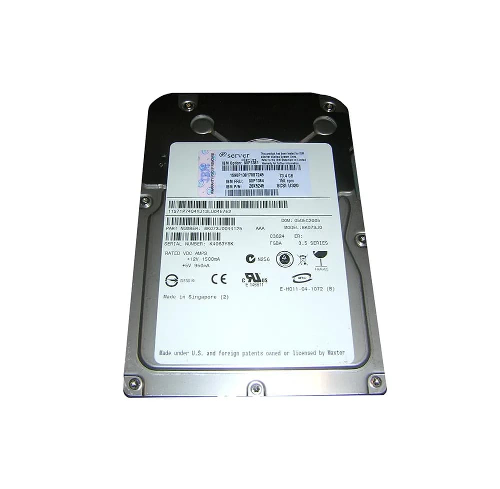 90P1384 - IBM 73.4GB 15000RPM SCSI 320MB/s 3.5-in Hard Drive