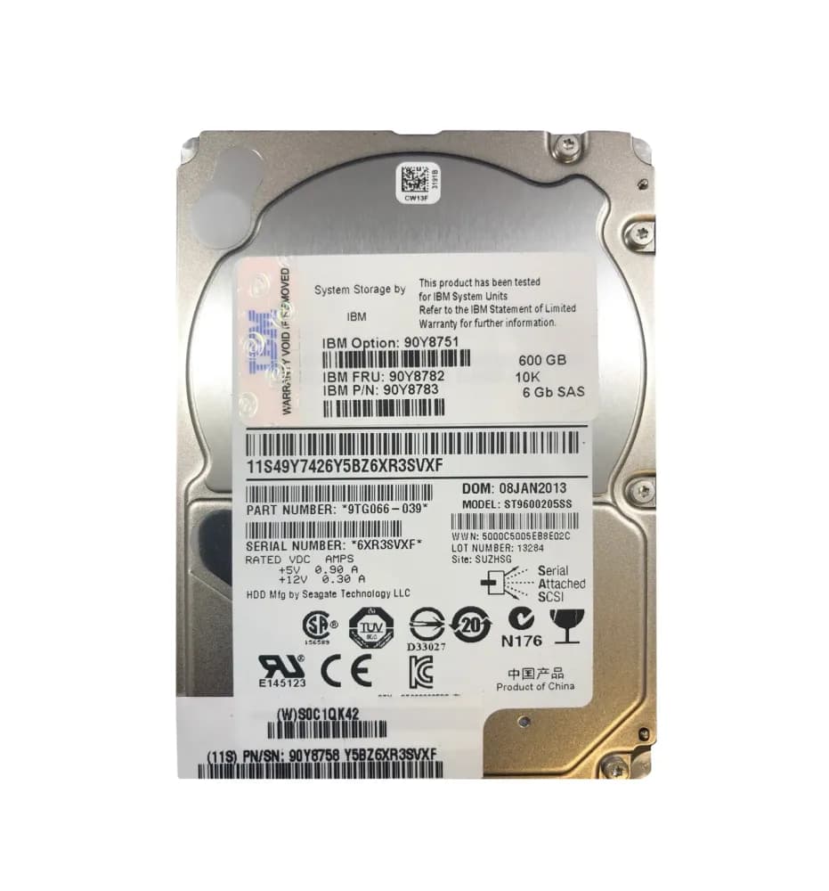 90Y8782 - IBM 600GB 10000RPM SAS 6Gb/s Hot Swap 2.5-in HDD