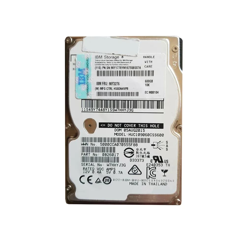 98Y1778 - IBM 600GB 10000RPM SAS 6Gb/s Hot Swap 2.5-in HDD