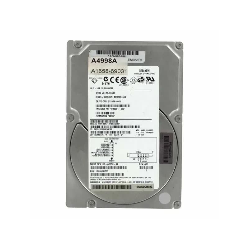 A4998A - HP 18.2GB 10000RPM Wide Ultra2 SCSI 80-Pin 3.5-in HDD