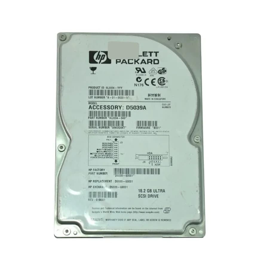 D5039A - HP 18.2GB SCSI 7200RPM 3.5-Inch Hard Drive