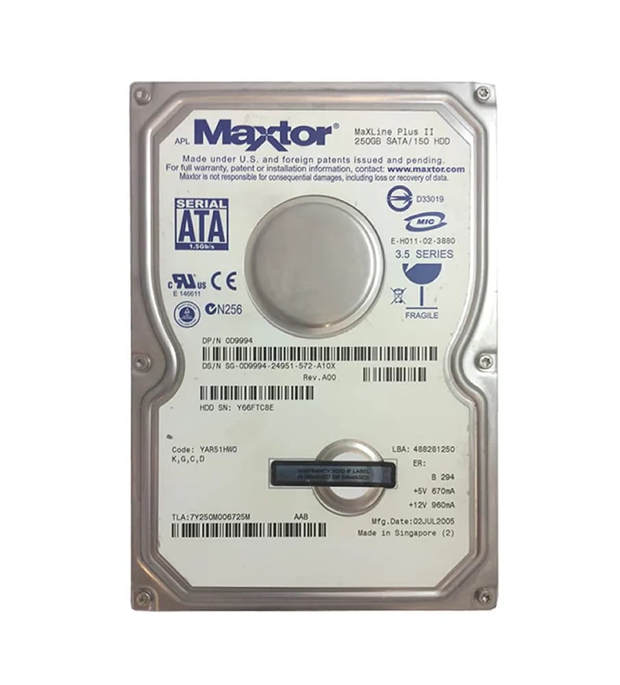 D9994 - Dell 250GB 7200RPM SATA 3Gb/s 3.5-in Hard Drive