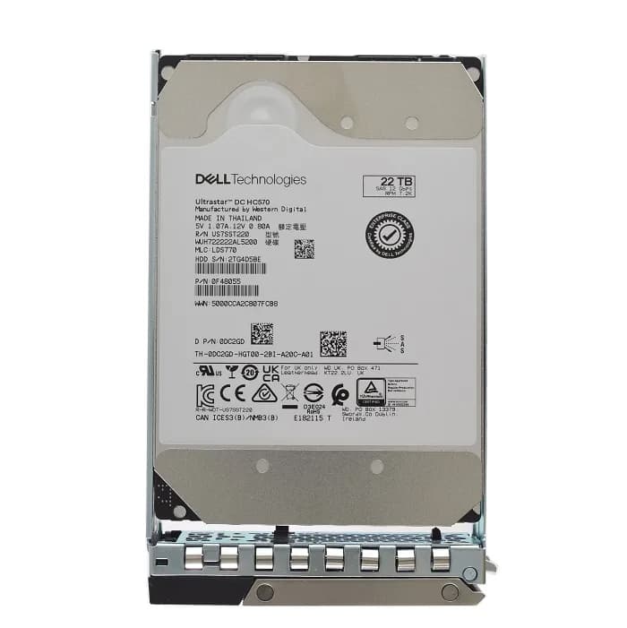 DC2GD - Dell 22TB 7200RPM SAS 12Gb/s 3.5-Inch Hard Drive