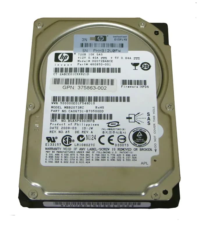 DG072BABCE - HP 73GB 10000RPM SAS 2.5-inch Hard Drive with Tray