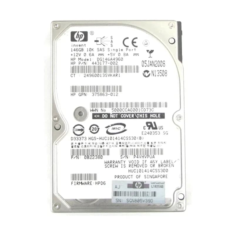 DG146A4960 - HP 146GB 10000RPM SAS 3Gb/s 2.5-in Hard Drive