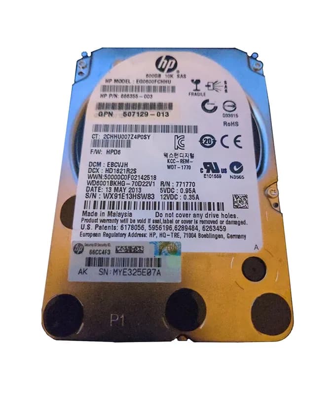 EG0600FCHHU - HP 600GB 10K SAS 6Gb/s Hot Swap 2.5-in HDD with SC