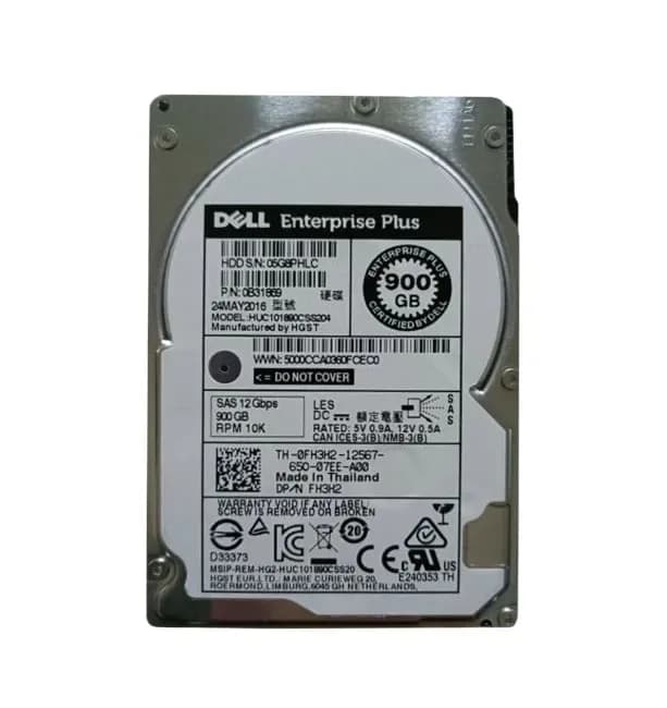 FH3H2 - Dell 900GB 10000RPM SAS 12Gb/s 2.5-in HDD with Tray