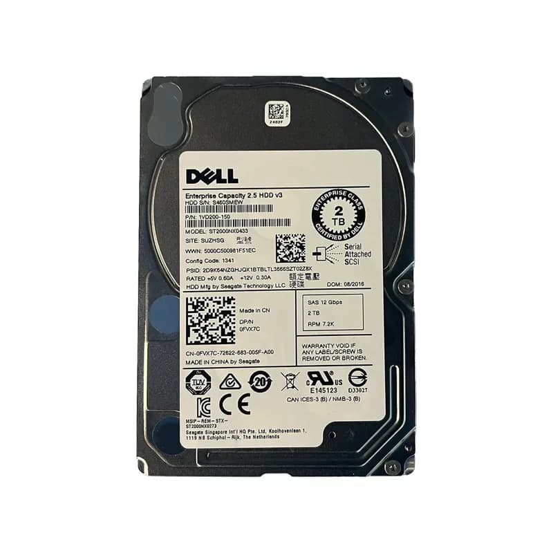 FVX7C - Dell 2TB 7200RPM SAS 12Gb/s 2.5-Inch Hard Drive