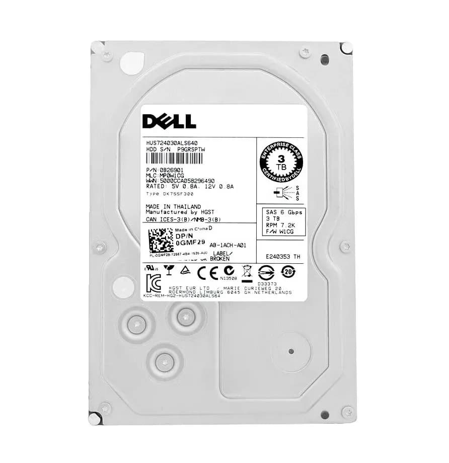GMF29 - Dell 3TB 7200RPM SAS 6Gb/s 3.5-in Hard Drive