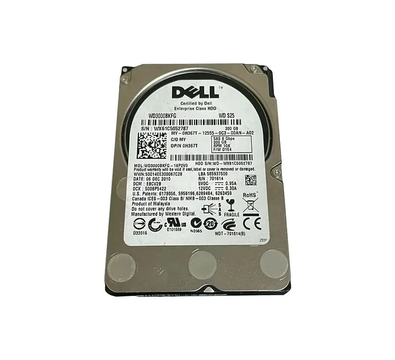 H367T - Dell 300GB 10000RPM SAS 6Gb/s 2.5-in HDD with Tray