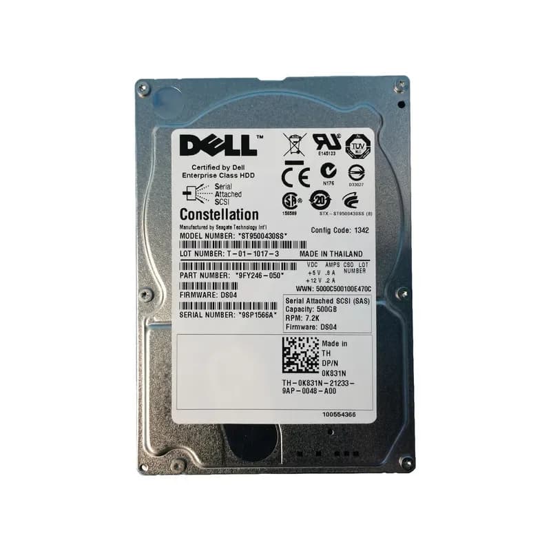 K831N - Dell 500GB 7200RPM SAS 6Gb/s 2.5-in Hard Drive
