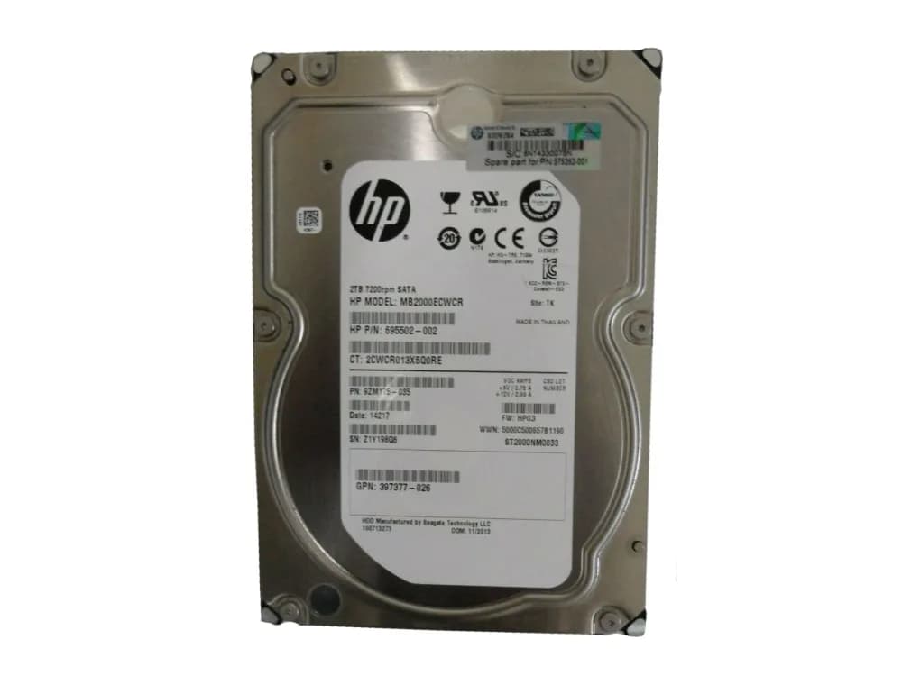 MB2000ECWCR - HP 2TB 7200RPM SATA 3Gb/s 3.5-in Hard Drive