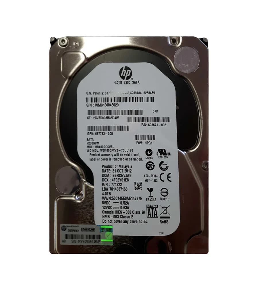 MB4000GCVBU - HP 4TB 7200RPM SATA 6Gb/s 3.5-in Hard Drive