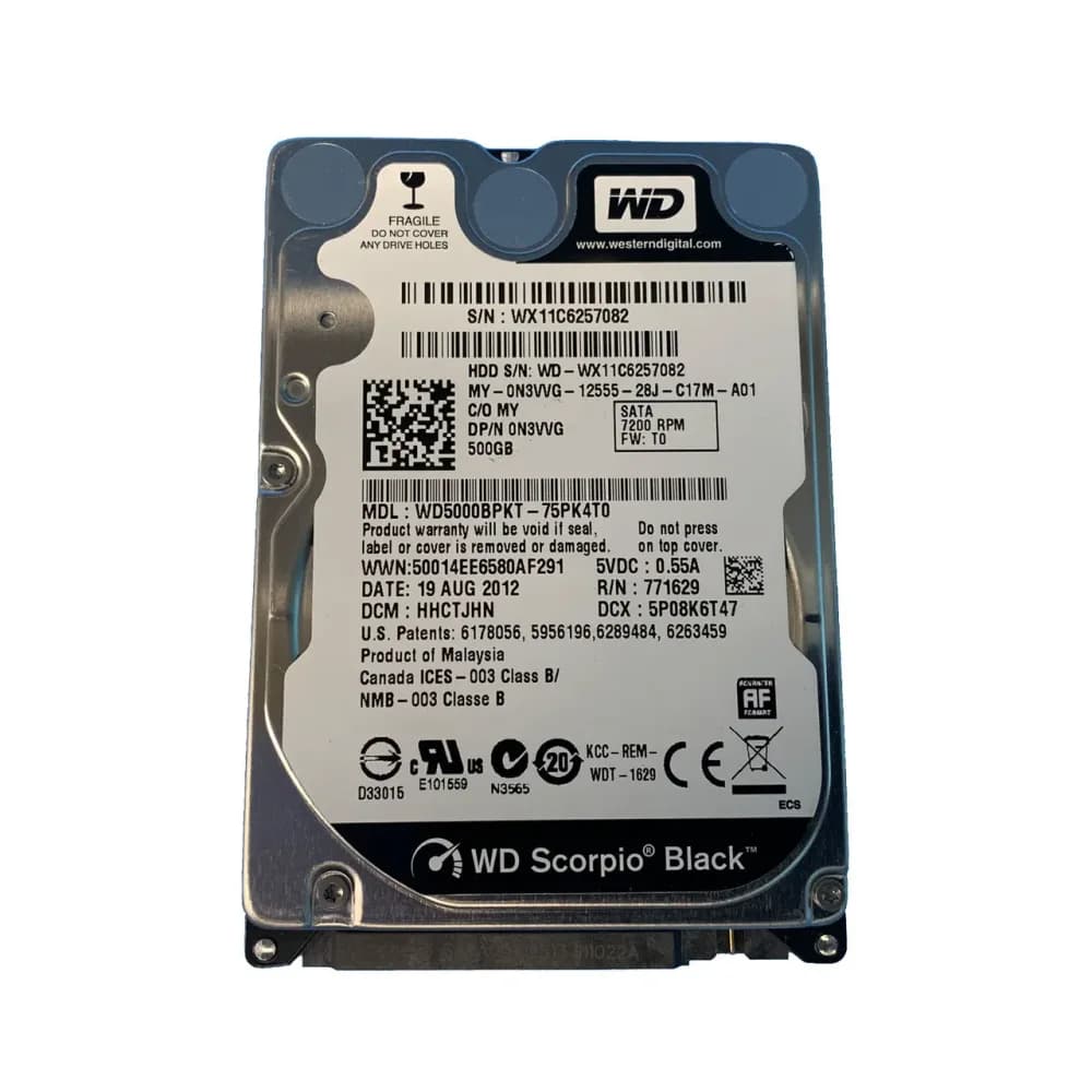 N3VVG - Dell 500GB 7200RPM SATA 3Gb/s 2.5-in Hard Drive