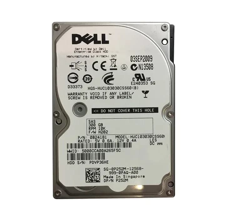P252M - Dell 300GB 10000RPM SAS 2.5-Inch Hard Drive
