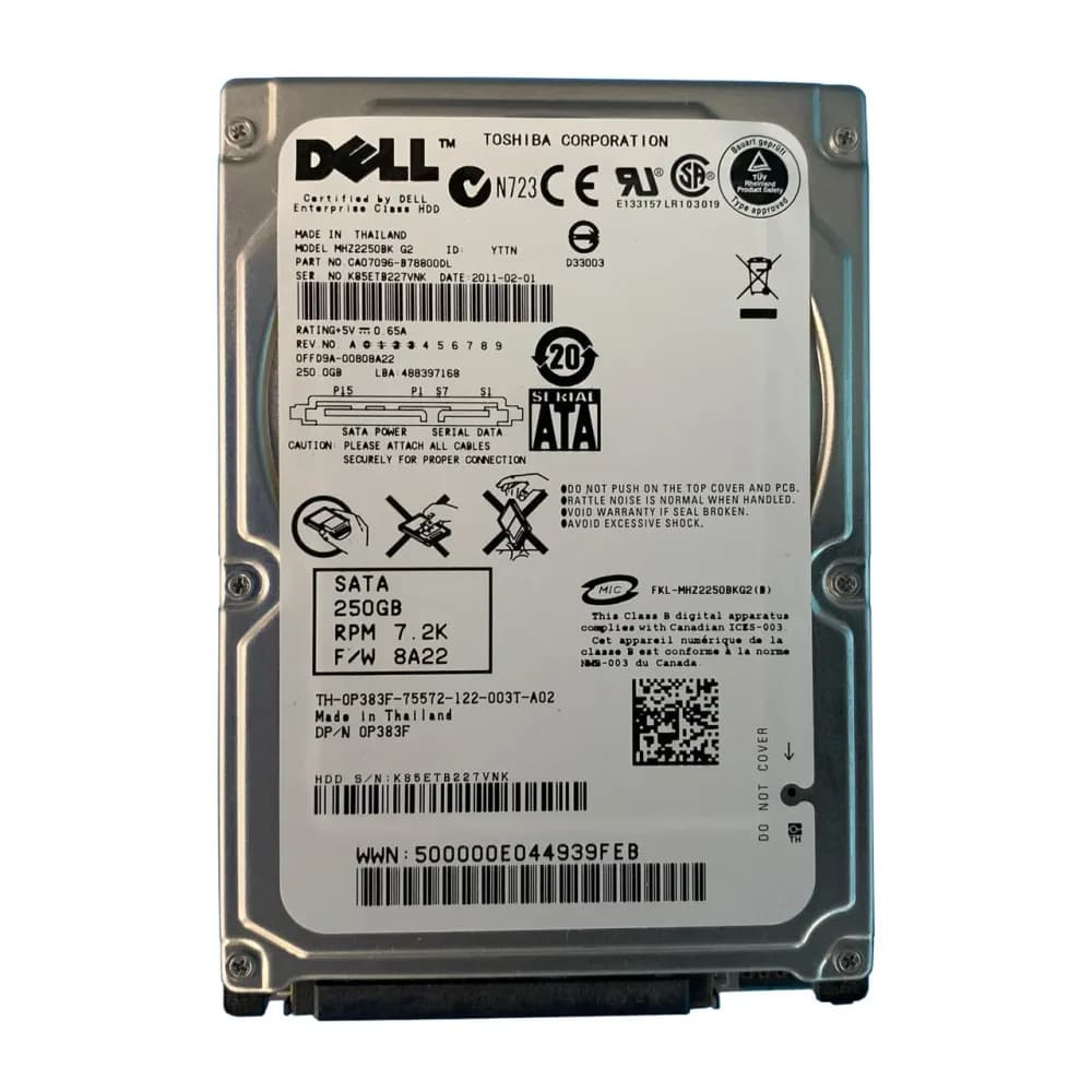 P383F - Dell 250GB 7200RPM SATA 3Gb/s 2.5-in Hard Drive