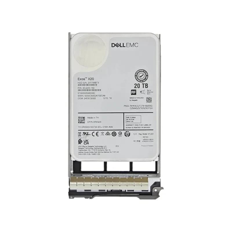 R3G03 - Dell 20TB 7200RPM SAS 12Gb/s 3.5-Inch Hard Drive