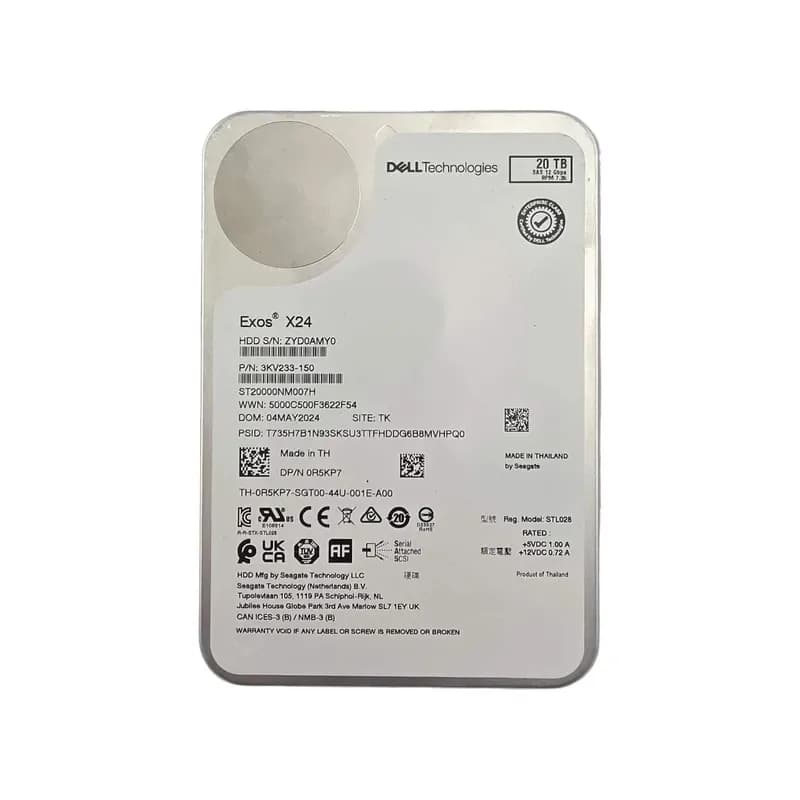 R5KP7 - Dell 20TB 7200RPM SAS 12Gb/s 3.5-Inch Hard Drive