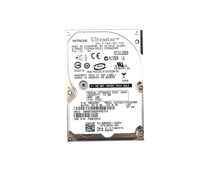 RW549 - Dell 73GB 10000RPM SAS 3Gb/s 2.5-in HDD with Tray