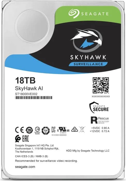 ST18000VE002 - Seagate SkyHawk AI 18TB 7200RPM SATA 3.5-Inch HDD