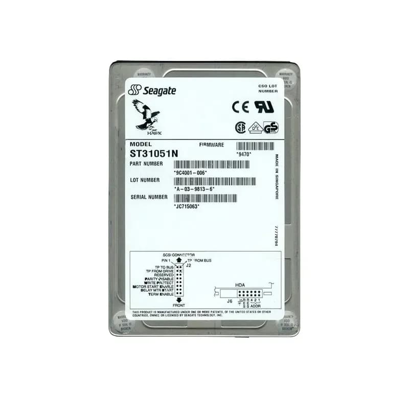 ST31051N - Seagate 1GB 5400RPM Fast SCSI 256KB 50-Pin 3.5-in HDD