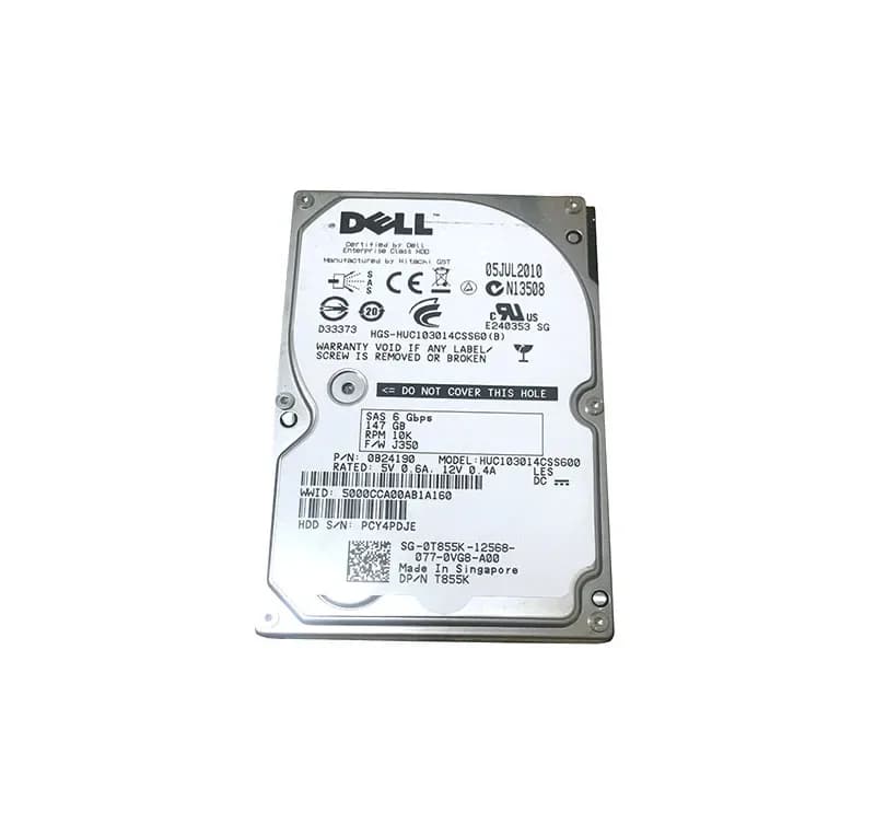 T855K - Dell 147GB 10000RPM SAS 6Gb/s 64MB Cache 2.5-Inch Hard Drive