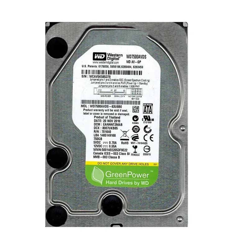 WD7500AVDS - WD 750GB 5400RPM SATA 3Gb/s 3.5-in HDD