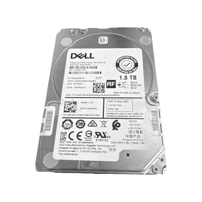 WHR0G - Dell 1.8TB 10000RPM SAS 2.5-Inch Hard Drive