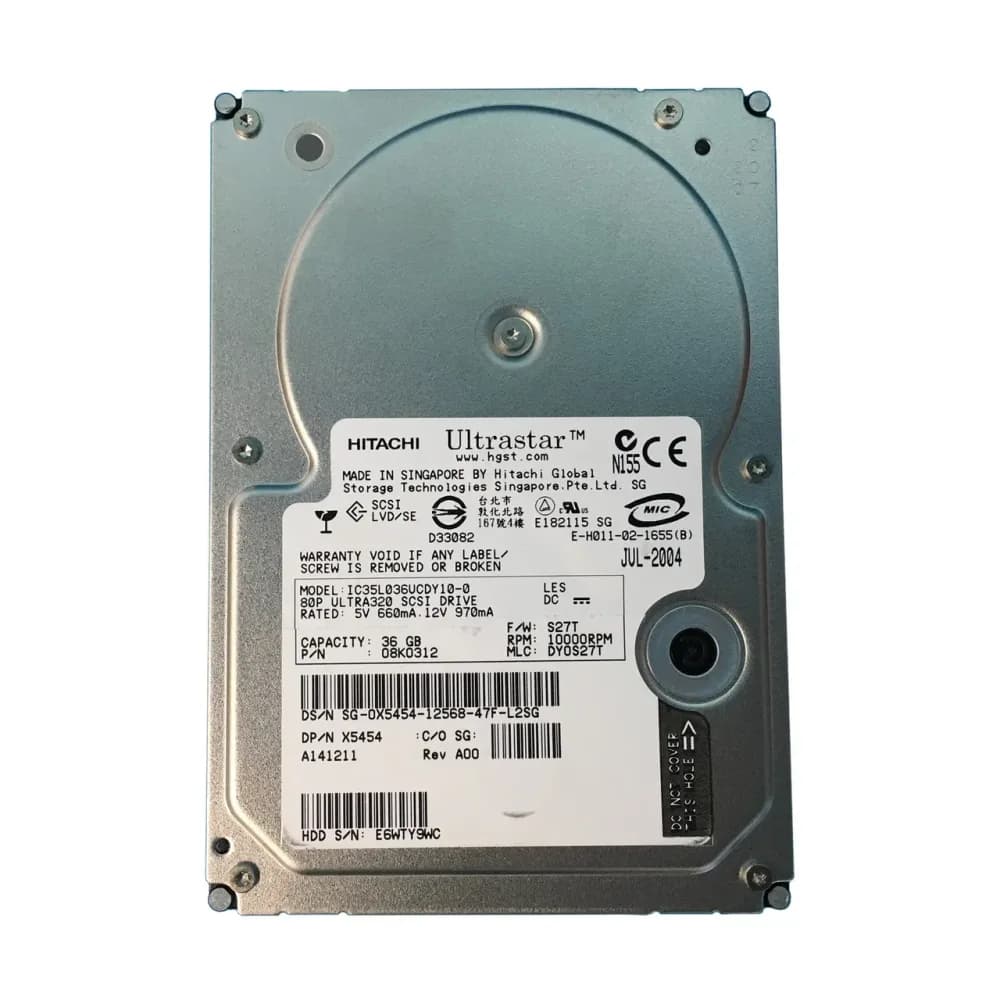 X5454 - Dell 36GB 10000RPM SCSI 320MB/s 3.5-in Hard Drive